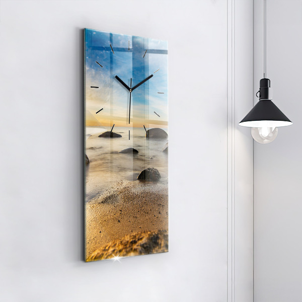 Modern vertical wall clock Sunrise Baltic Sea