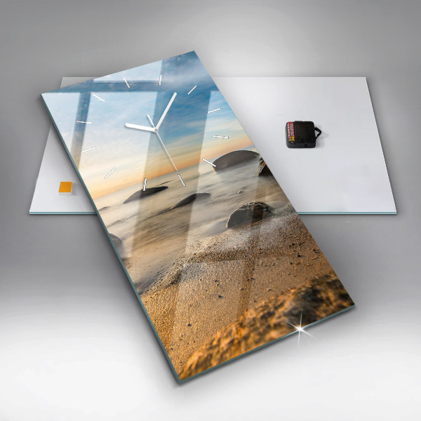 Modern vertical wall clock Sunrise Baltic Sea