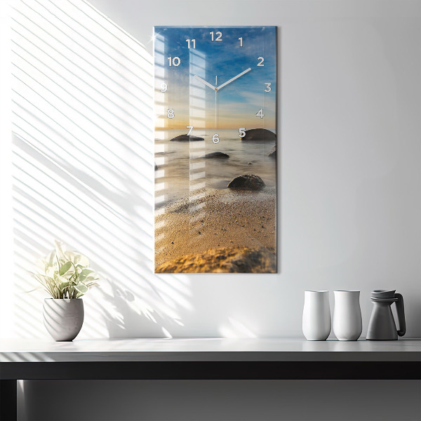 Modern vertical wall clock Sunrise Baltic Sea