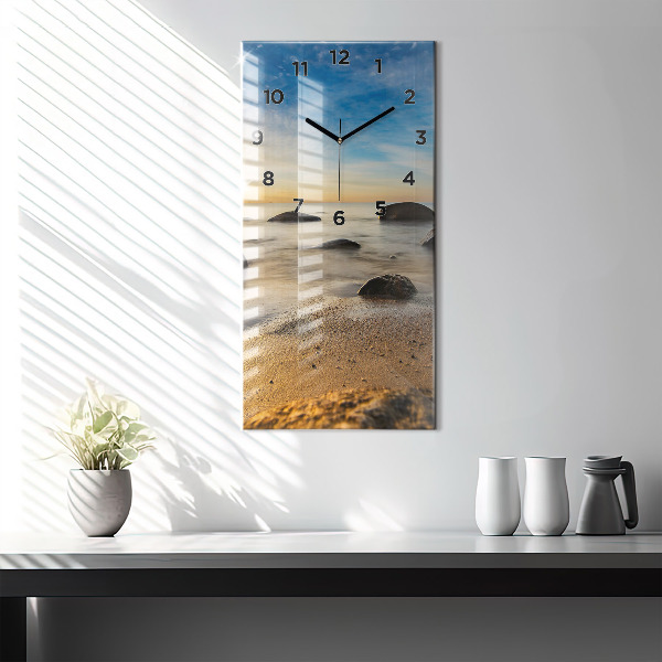 Modern vertical wall clock Sunrise Baltic Sea