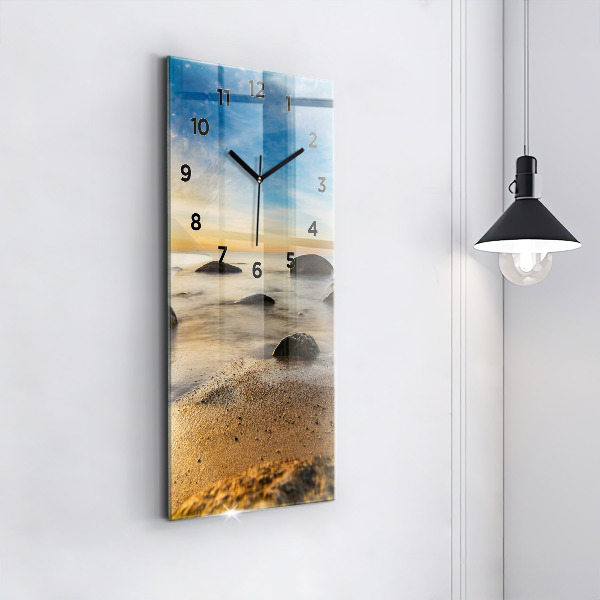 Modern vertical wall clock Sunrise Baltic Sea