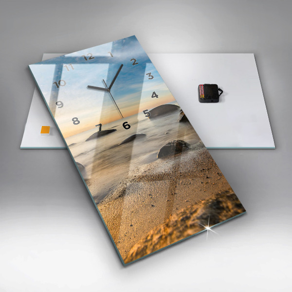 Modern vertical wall clock Sunrise Baltic Sea