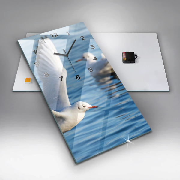 Modern vertical wall clock Seagulls in Gdynia