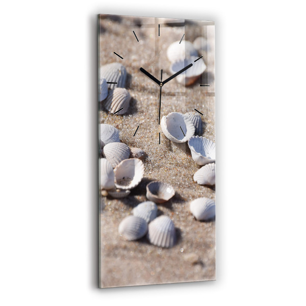 Modern vertical wall clock Seashells on the beach