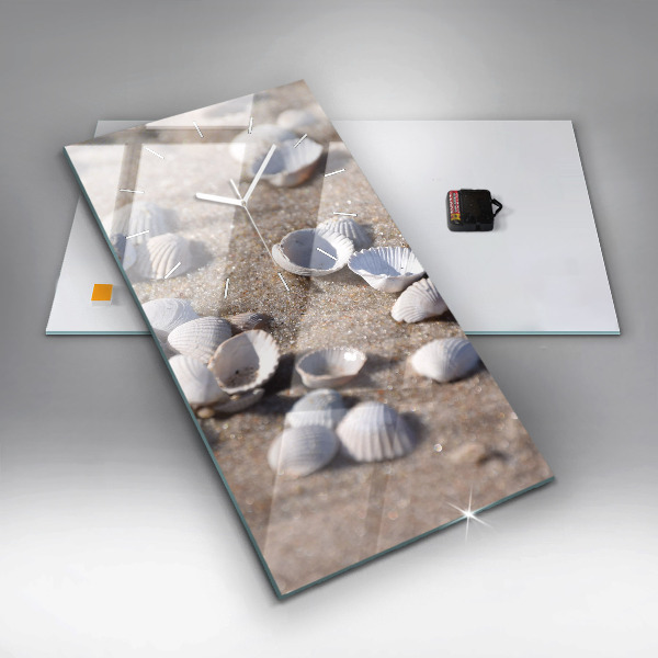 Modern vertical wall clock Seashells on the beach