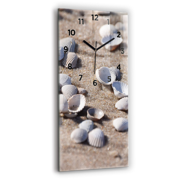 Modern vertical wall clock Seashells on the beach