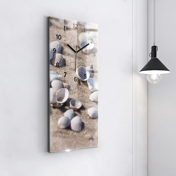 Modern vertical wall clock Seashells on the beach