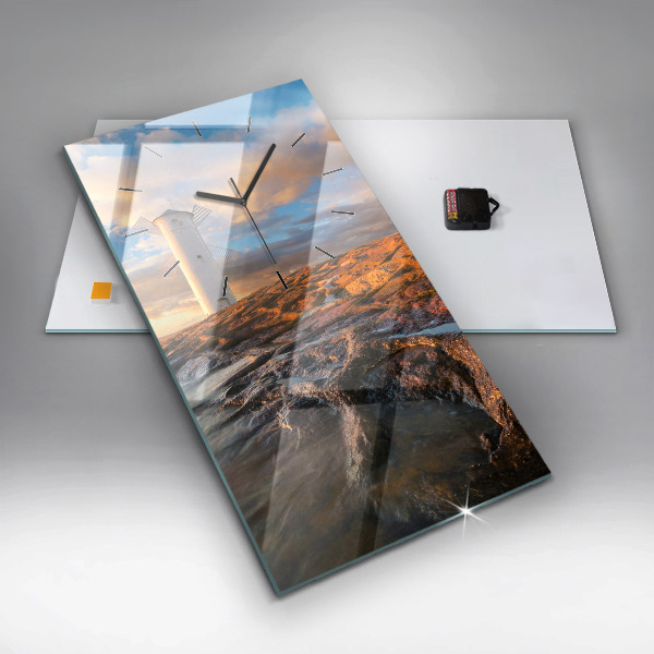 Modern vertical wall clock The Lighthouse and the Baltic Sea
