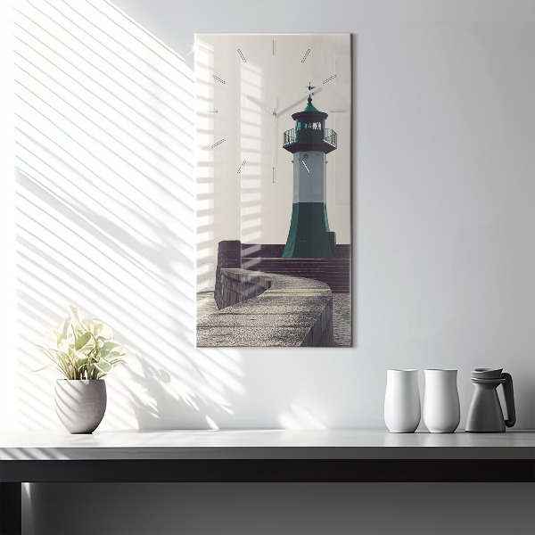 Modern vertical wall clock The lighthouse and the sea