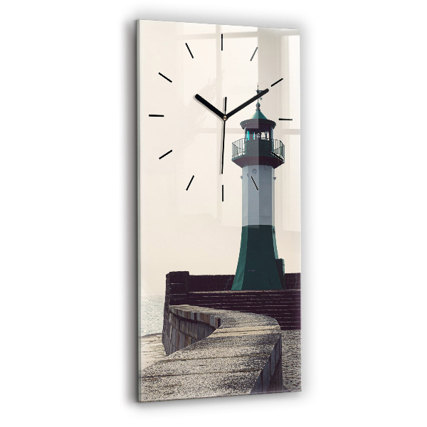 Modern vertical wall clock The lighthouse and the sea