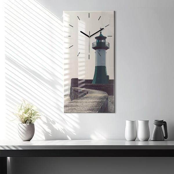 Modern vertical wall clock The lighthouse and the sea