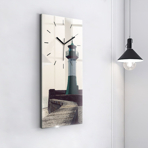 Modern vertical wall clock The lighthouse and the sea