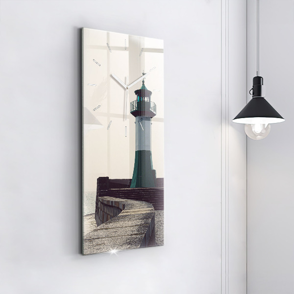 Modern vertical wall clock The lighthouse and the sea