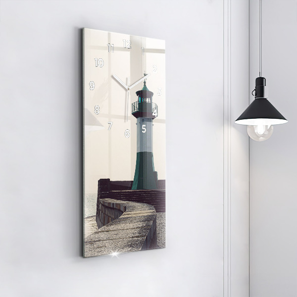 Modern vertical wall clock The lighthouse and the sea
