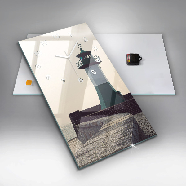 Modern vertical wall clock The lighthouse and the sea