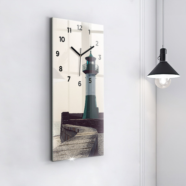 Modern vertical wall clock The lighthouse and the sea