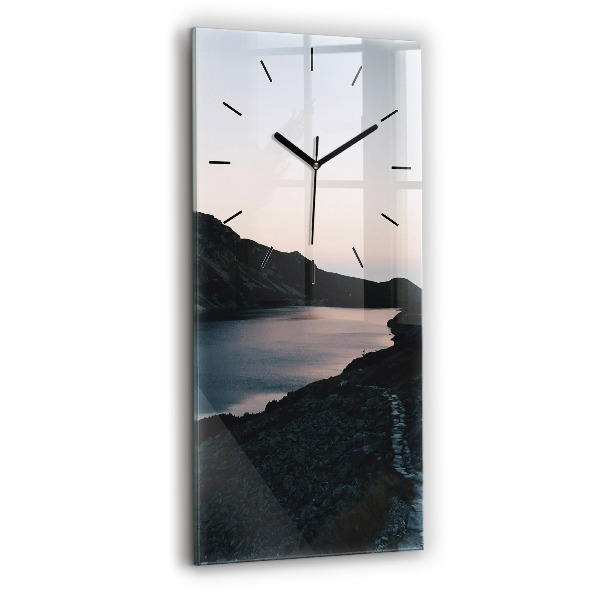 Modern vertical wall clock Lake and mountains