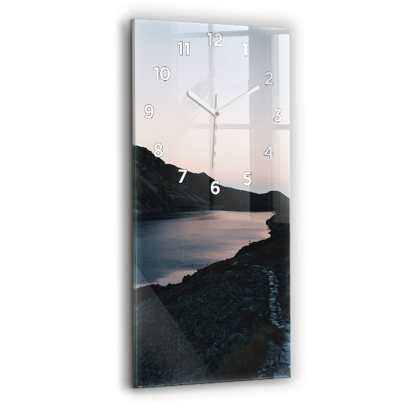 Modern vertical wall clock Lake and mountains