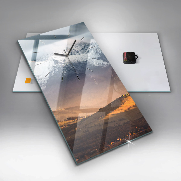 Modern vertical wall clock Winter landscape of the Tatra Mountains