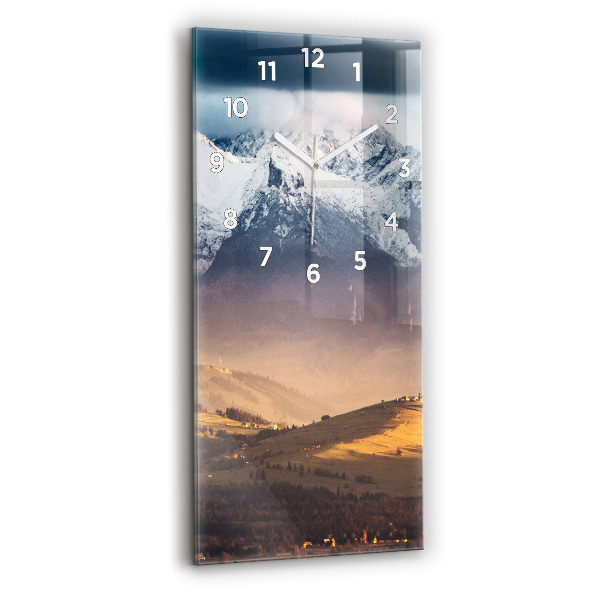Modern vertical wall clock Winter landscape of the Tatra Mountains