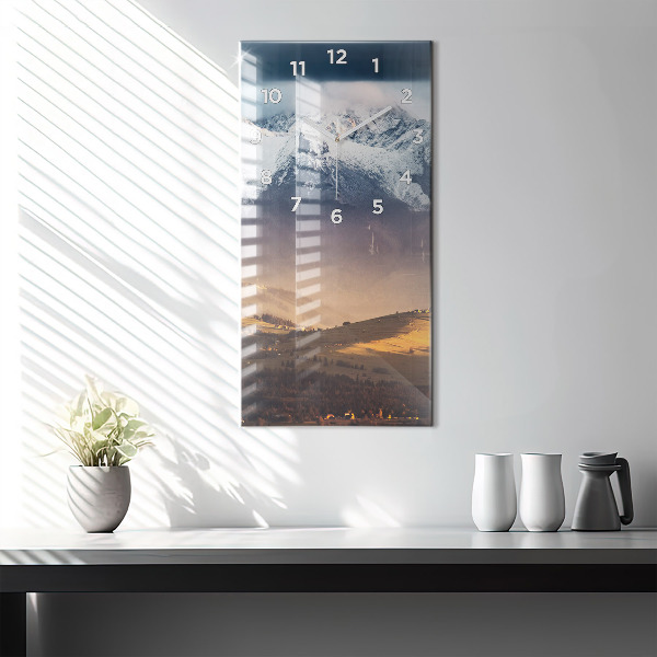 Modern vertical wall clock Winter landscape of the Tatra Mountains