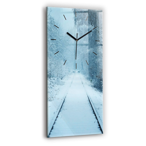 Modern vertical wall clock Deer on the tracks