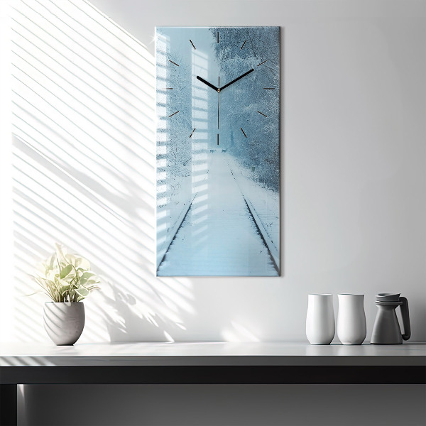 Modern vertical wall clock Deer on the tracks