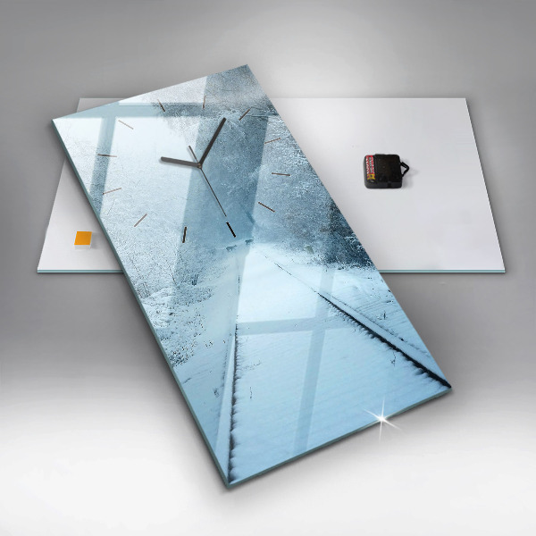 Modern vertical wall clock Deer on the tracks