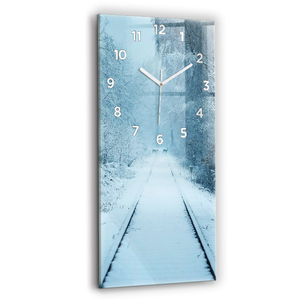 Modern vertical wall clock Deer on the tracks