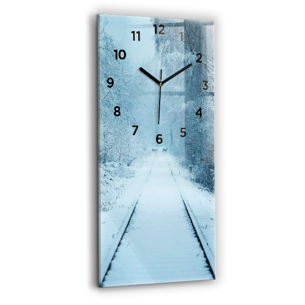 Modern vertical wall clock Deer on the tracks