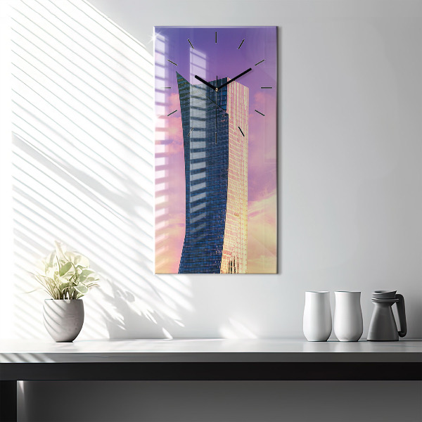Modern vertical wall clock Skyscraper in Warsaw