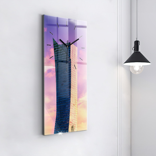 Modern vertical wall clock Skyscraper in Warsaw