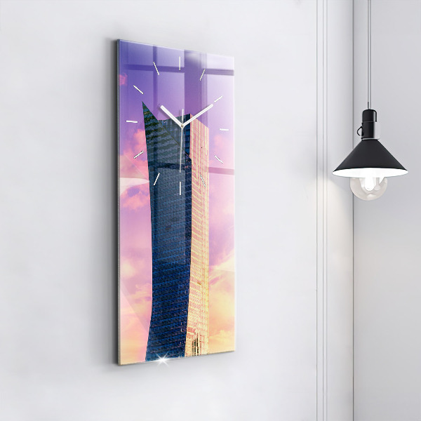 Modern vertical wall clock Skyscraper in Warsaw