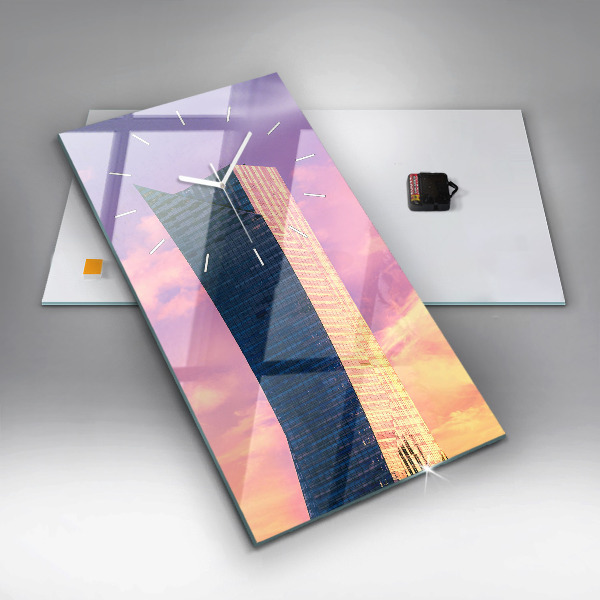 Modern vertical wall clock Skyscraper in Warsaw