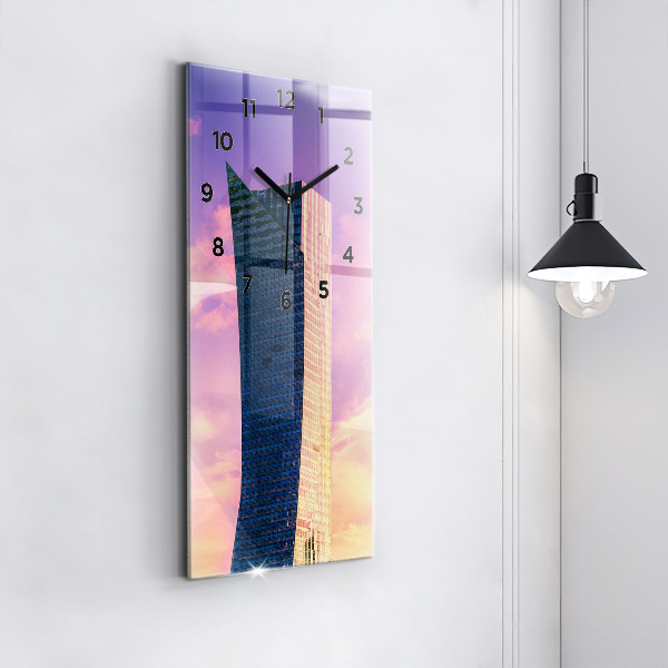 Modern vertical wall clock Skyscraper in Warsaw