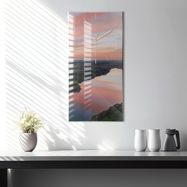 Modern vertical wall clock Lake view