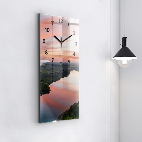 Modern vertical wall clock Lake view