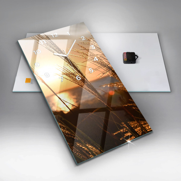 Modern vertical wall clock Wheat in the golden sun