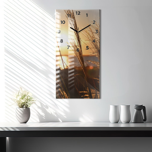 Modern vertical wall clock Wheat in the golden sun