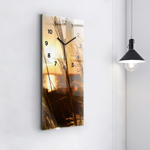 Modern vertical wall clock Wheat in the golden sun