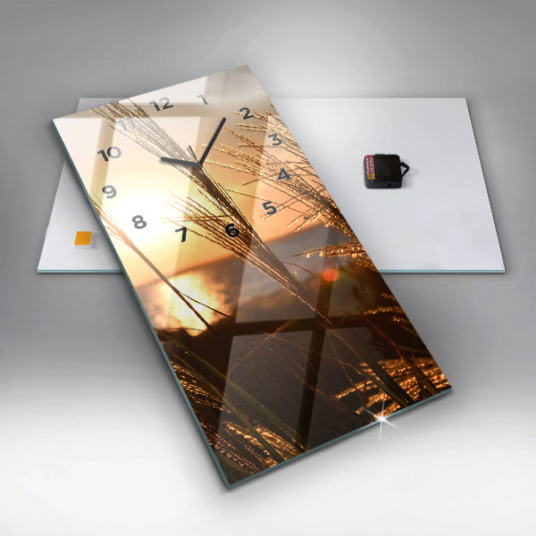 Modern vertical wall clock Wheat in the golden sun