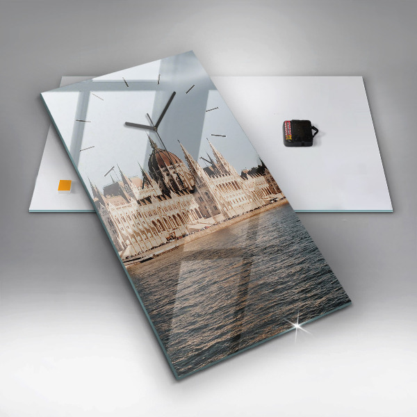 Modern vertical wall clock Parliament in Budapest