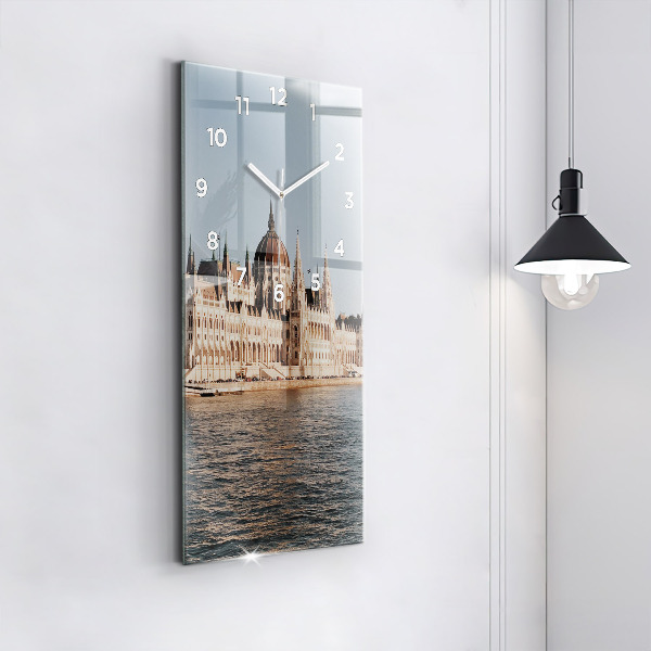 Modern vertical wall clock Parliament in Budapest