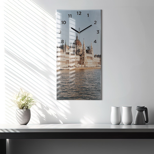 Modern vertical wall clock Parliament in Budapest