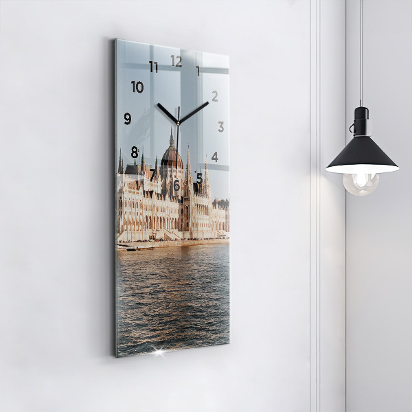 Modern vertical wall clock Parliament in Budapest