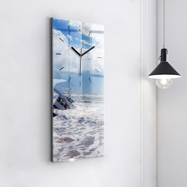 Modern vertical wall clock Sunken watercraft