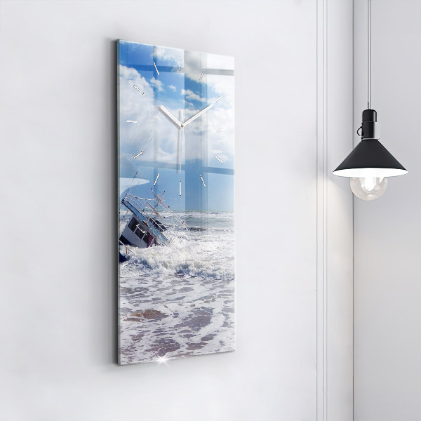 Modern vertical wall clock Sunken watercraft