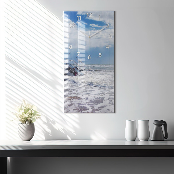 Modern vertical wall clock Sunken watercraft