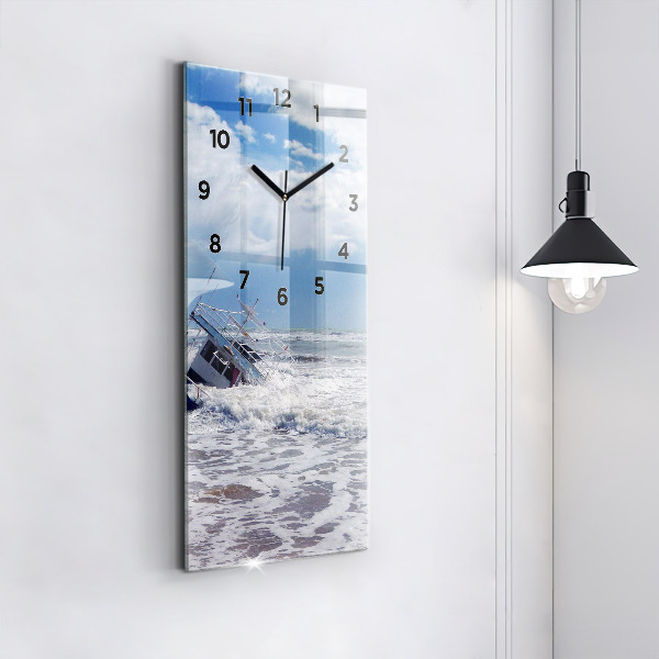 Modern vertical wall clock Sunken watercraft