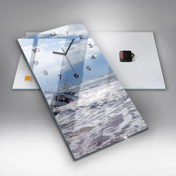 Modern vertical wall clock Sunken watercraft